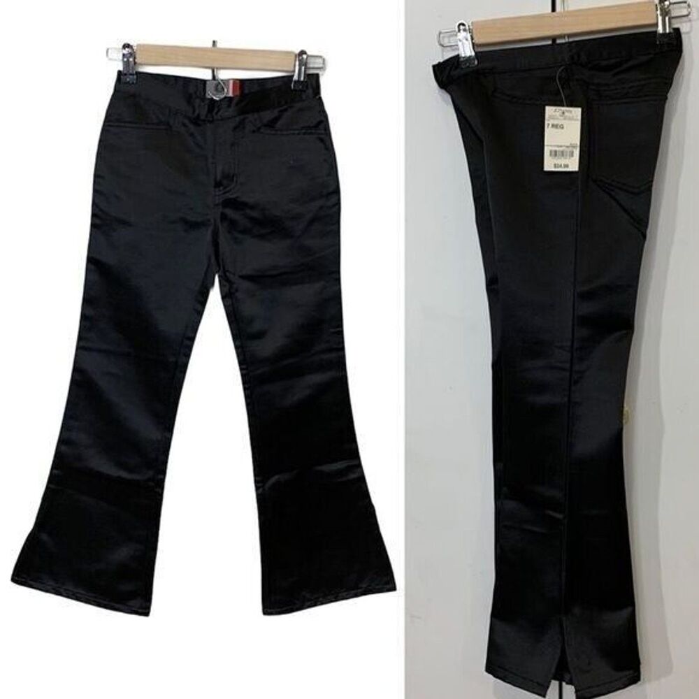 Girls Black Satined Flare Pants Size 7 Arizona Jeans co NWT - Picture 14 of 15